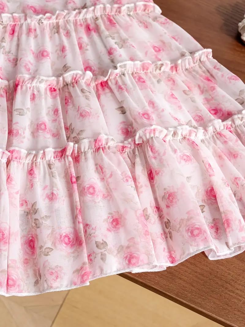 Buy & Try Elegant Off-Shoulder Georgette Dress, Flowy & Stylish Outfit for Parties, Weddings & Special Occasions Pink (4-5 Years) - Image 6 thumbnail