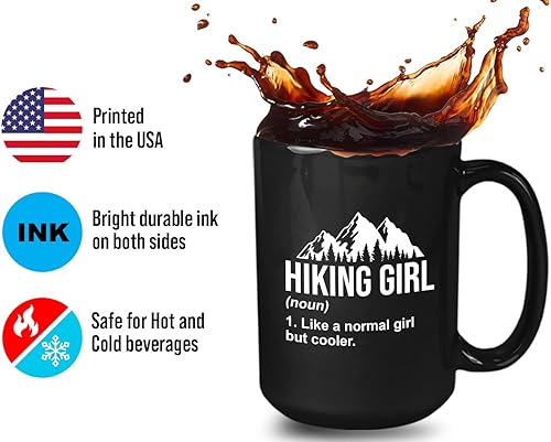 Miniatura 4 de Taza de café de senderismo de 15 onzas color negro  Senderismo Chica  Senderismo Backpacker Backpacker Mountain Boardwalks Mochilero Camping