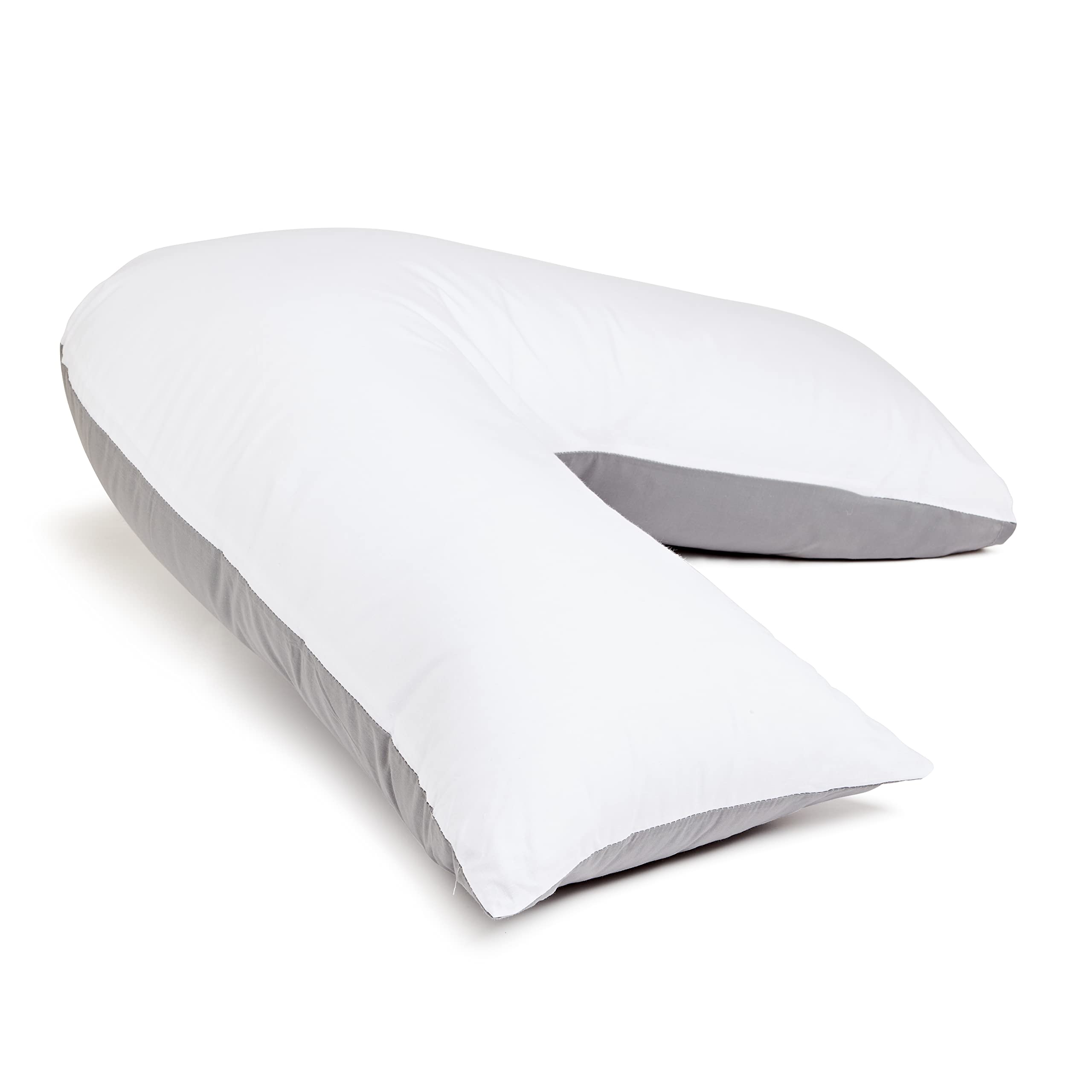 C Stores Large V Pillow with 2 Tone Pillowcase Extra Filled Cushioning Support for Head, Neck & Back โ Non Allergenic (V Pillow with 2 Tone WHITE/GREY Cover)