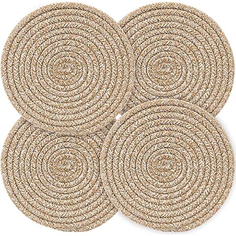 Pot Holders Trivets Set 4 Pcs, Potholders for Kitchens, 100% Pure Cotton Thread Weave Trivets for Hot Dishes/Pot/Bowl/Teapot/Hot Pot Holders, 9.4 Inches. … Cover