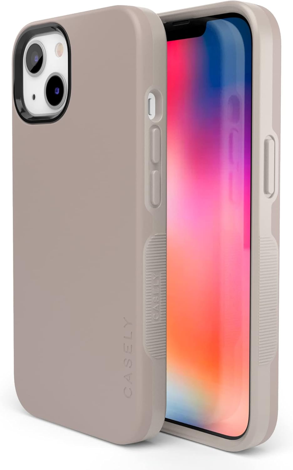 Casely iPhone 13 Case | Taupe on Nude | Calm Beige | Bold Protective Design | Compatible with MagSafe