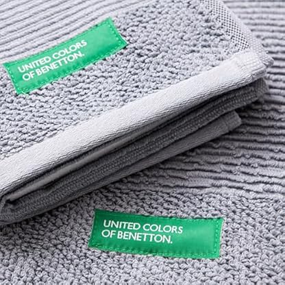 3-teiliges Handtuch-Set (30 x 50 + 50 x 90 + 70 x 140 cm), 450 g/m², 100% Baumwolle, Grau Benetton – Bild 7