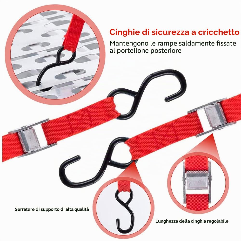 Gimisgu - Rampa di carico pieghevole in alluminio, 2 pezzi, antiscivolo, per auto, moto, rimorchi, tosaerba, 226 x 30,5 x 5,5 cm, max 340 kg