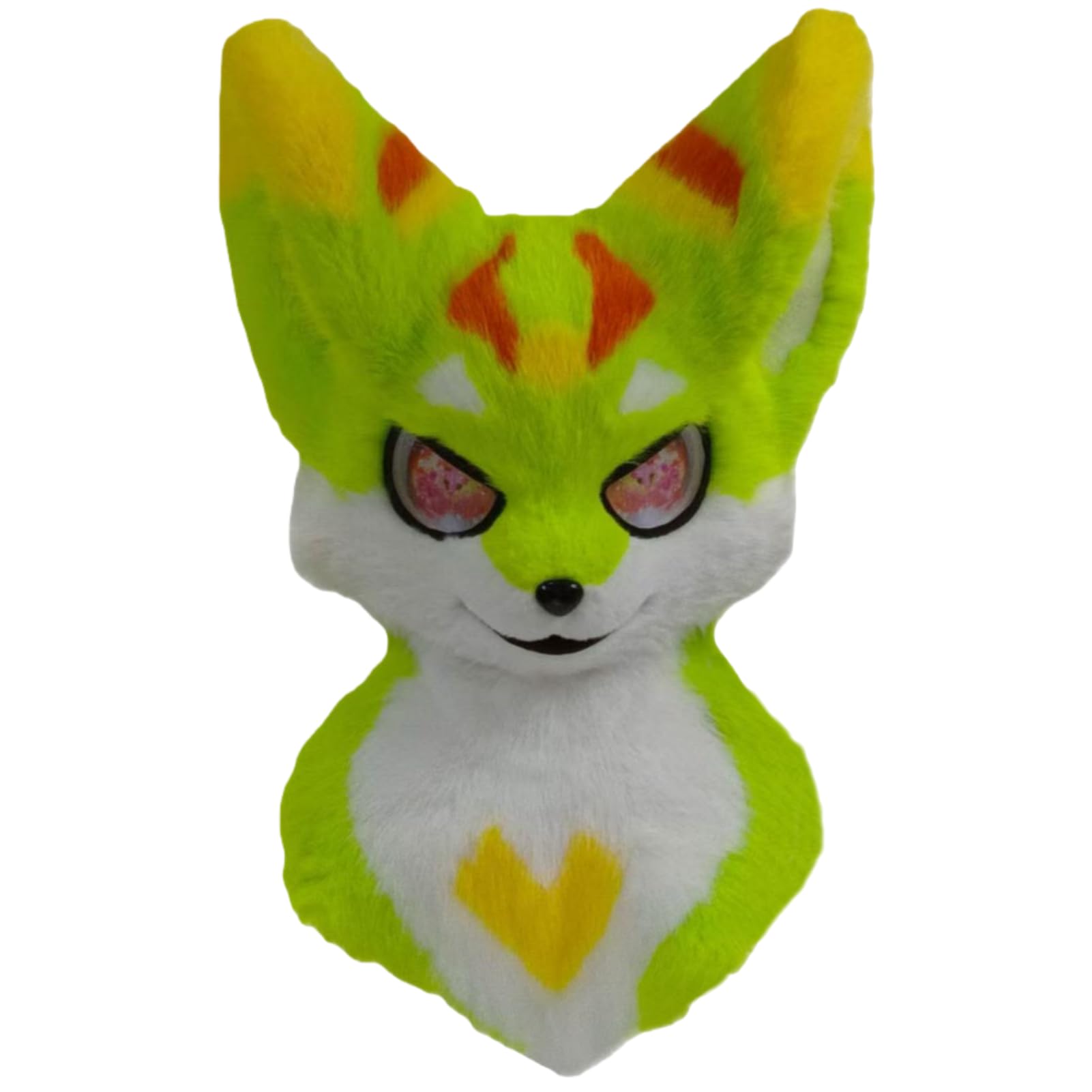 Furry Cute Fursuit Head - White Fluffy Fox-Style Fursona Head with Pink & Blue Gradient, Handmade Cosplay Prop for Furry Conventions & Collectible Display