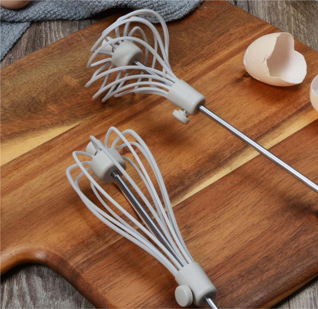 Batidor Varillas Cocina Mezclador De Crema Manual De Harina De Pan, Herramienta Rotativa De Acero Inoxidable, Espumador De Leche Rotativo De Nailon Barillas Batir Batidor De Huevo
