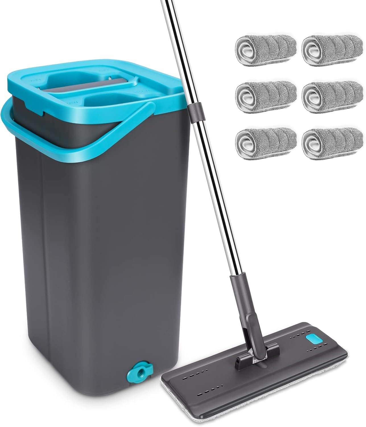 MASTERTOP Flat Mop and Bucket with Wringer Set, Microfiber Floor Mop