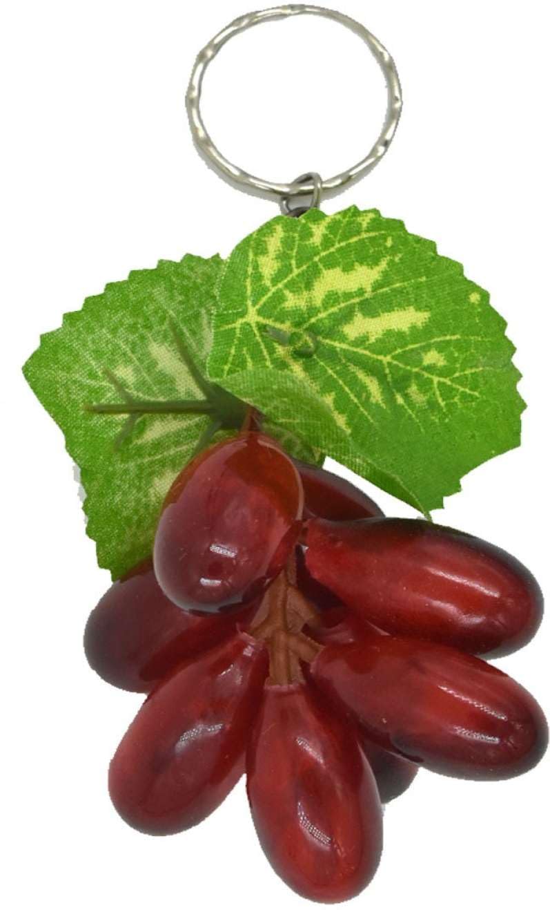 Artificial Grapes Hanging with Leaves Plastic Fake Fruit Bunch with Keyring for Home, Fruit Shop, Bag Backpack Pendant, Scooty Bike Car Keys Bag Charm Car Hanging Best Gift (Red)