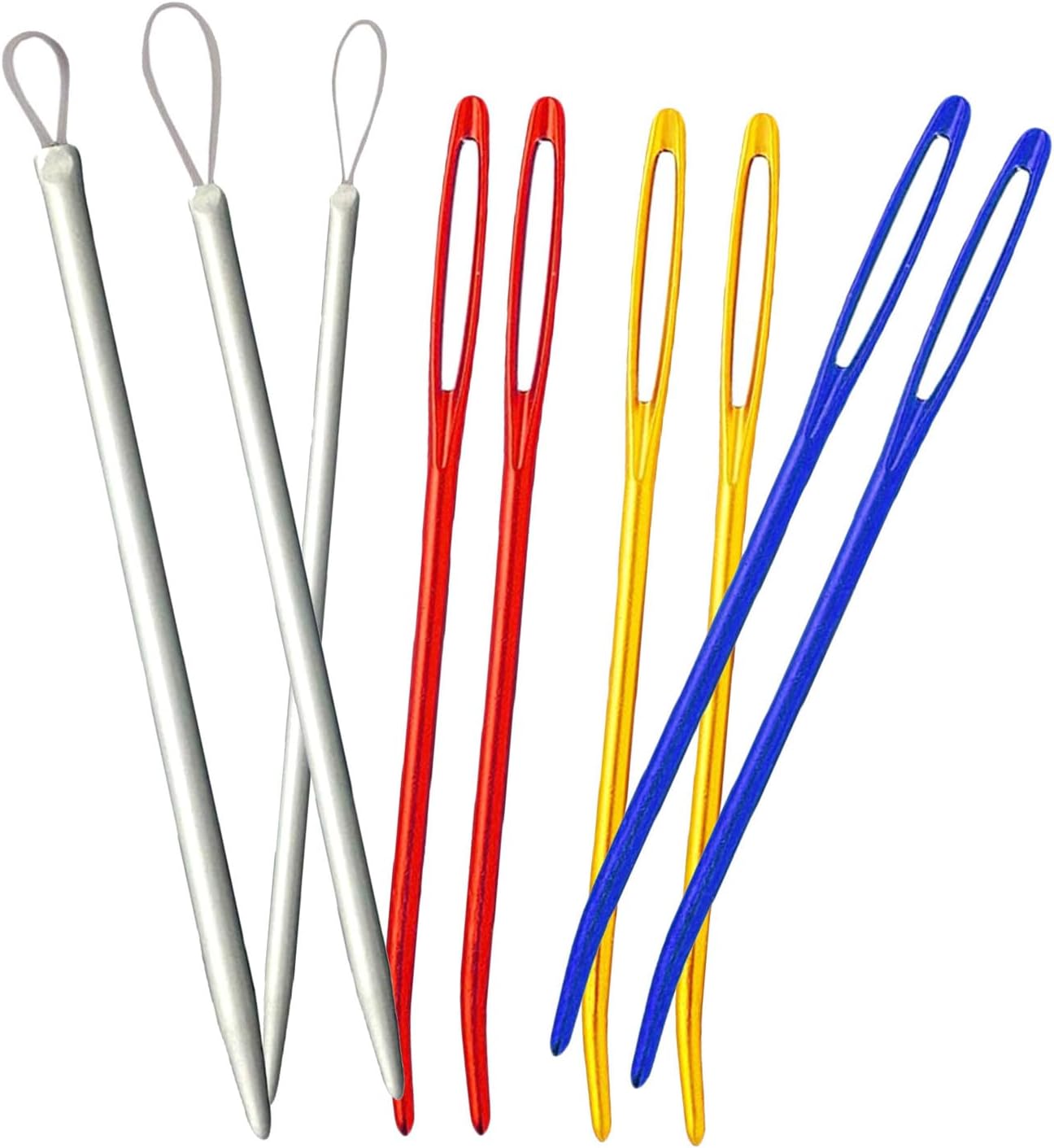 Hohopeti 9pcs Tapestry Wool Needles Large-Eye Aluminum Bent Tip for Quilting Knitting Supplies