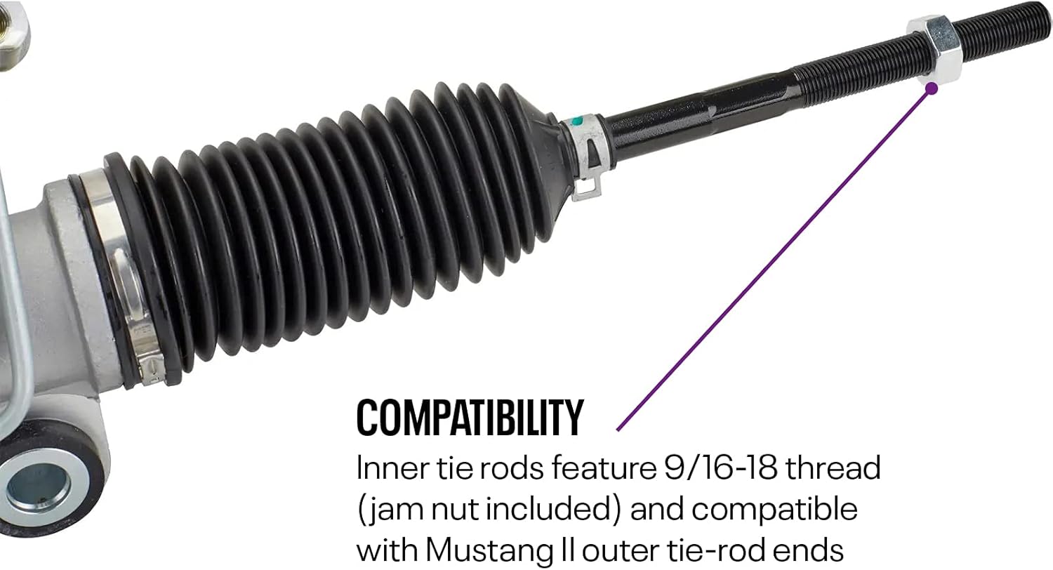 Speedway Motors 1982-88 High-Flow T-Bird Power Steering Rack & Pinion for Mustang II Crossmembers, Includes AN -6 Adapters, Direct Fit Upgrade, Superior Build Quality