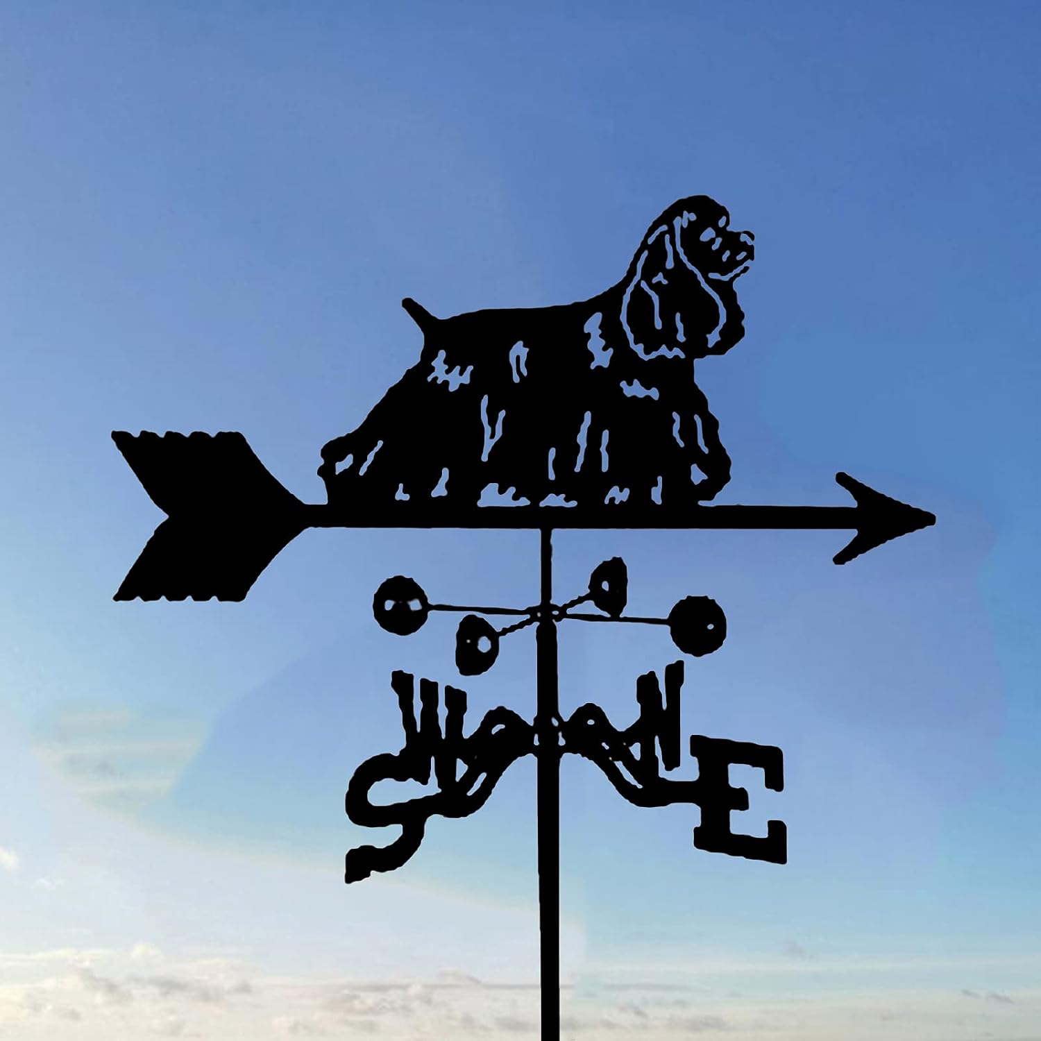 Garden Weather Vane Cocker Spaniel Dog Direction Indicator Stainless Steel Weathervane Measuring ToolEasy To Assemble For Outdoor Bracket Decor Craft