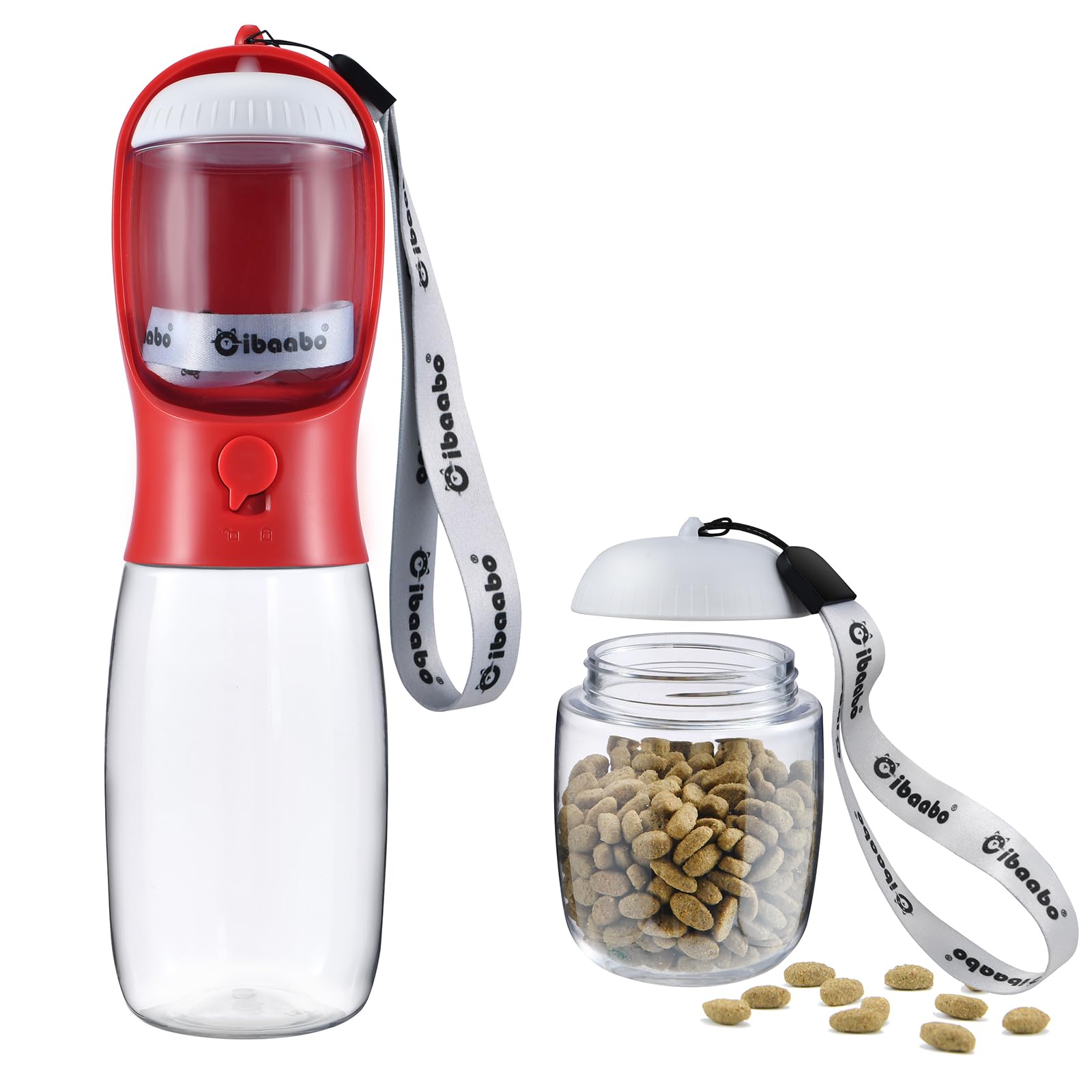 Cibaabo Dog Water Bottle with Food Container, Travel Puppy Water Bowl, Portable Pet Dispenser, Dog Stuff Accessories Items, Puppy Essentials