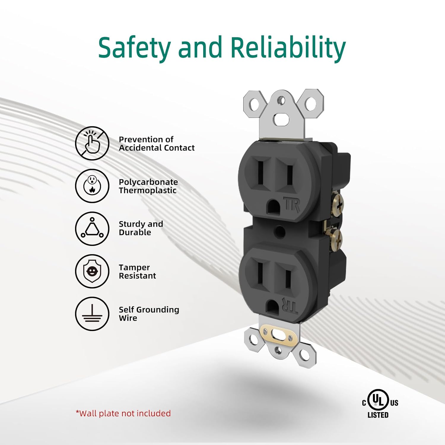 4pcs 15 Amp 6.0A USB C Wall Outlet Bundle with 10pcs 15A Duplex Receptacle Electrical Outlet