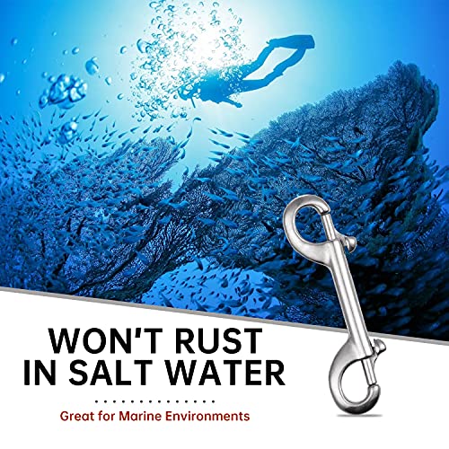 Double Ended Bolt Snap Hooks - 2 Pack Heavy Duty 316 Stainless Steel Trigger Chain 3.5 Inch Marine Grade Metal Clips For Farm Use,Water Bucket,Dog Leash,Horse Tack,Key Chain And Diving #TOP4