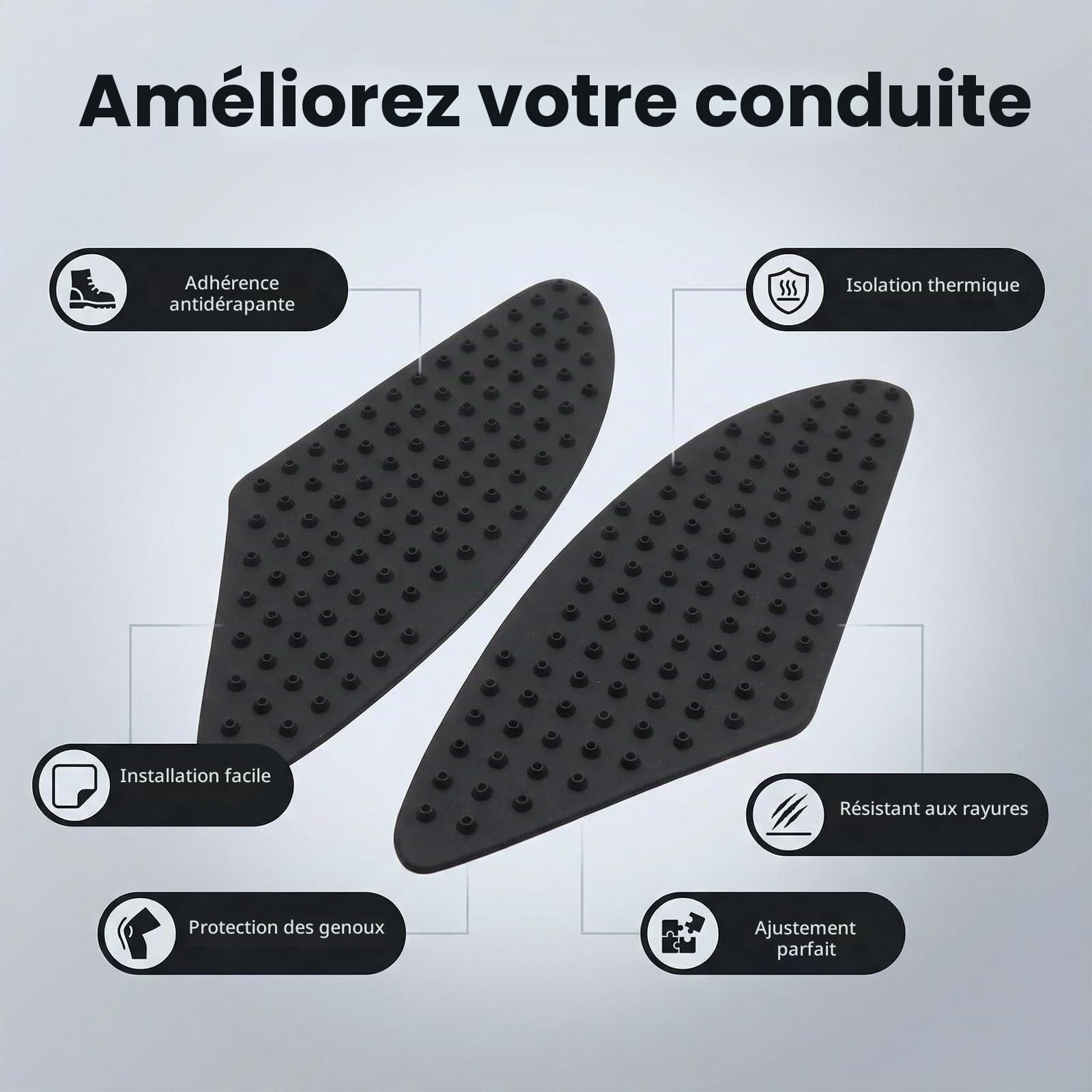 Tampon De Reservoir Moto Autocollant Antidérapant Pour Réservoir De Carburant De Mot Antidérapant Moto 3d Protection Latérale De Réservoir Protection en Caoutchouc Durable Pour Genou