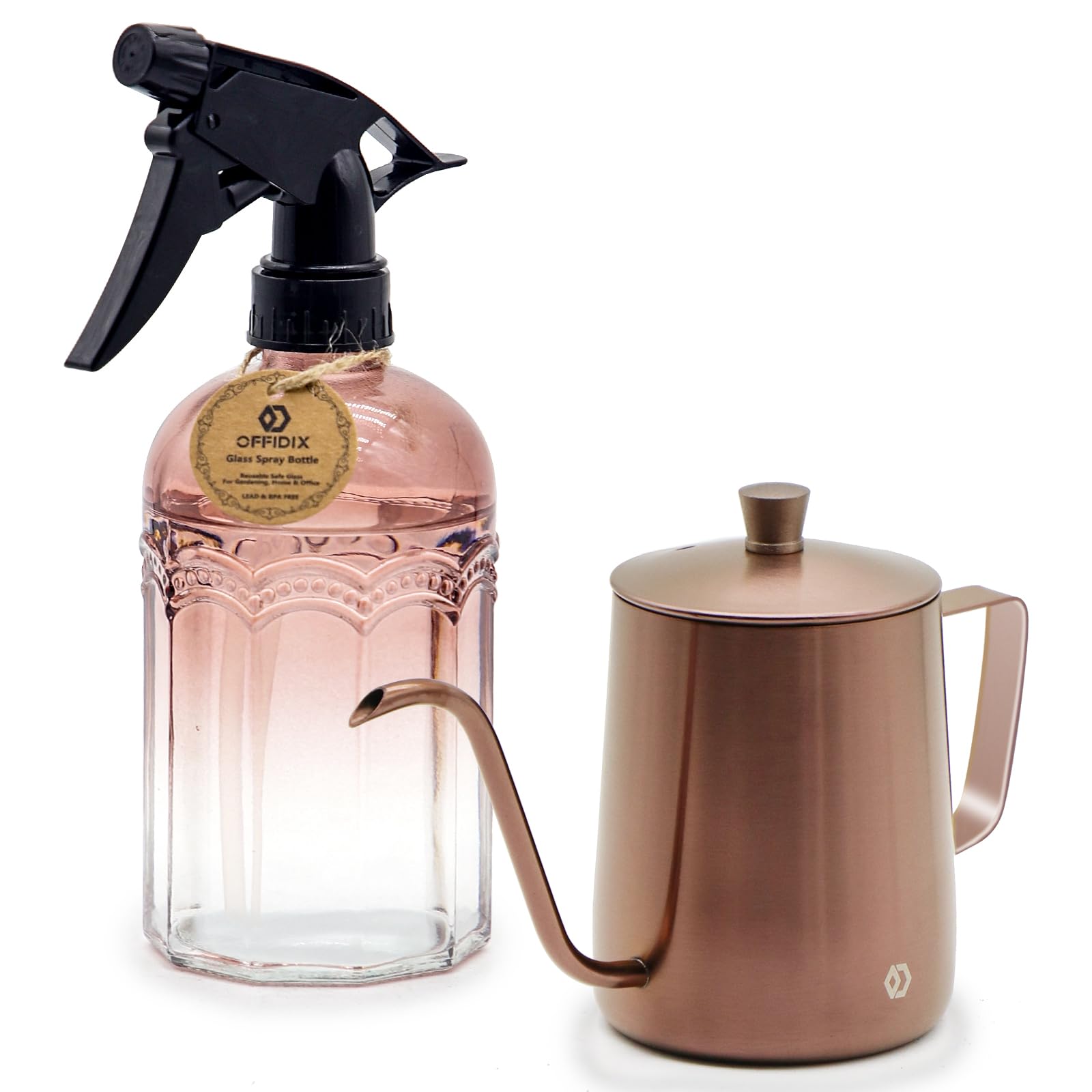 OFFIDIX Lot de 2 vaporisateurs d'arrosage pour plantes d'intérieur et d'extérieur ou nettoyage de la maison (or rose)
