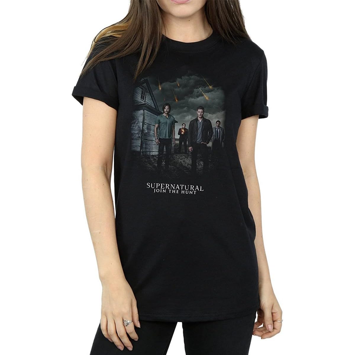 Supernatural Women's Meteor Shower Boyfriend Fit T-Shirt Large Black