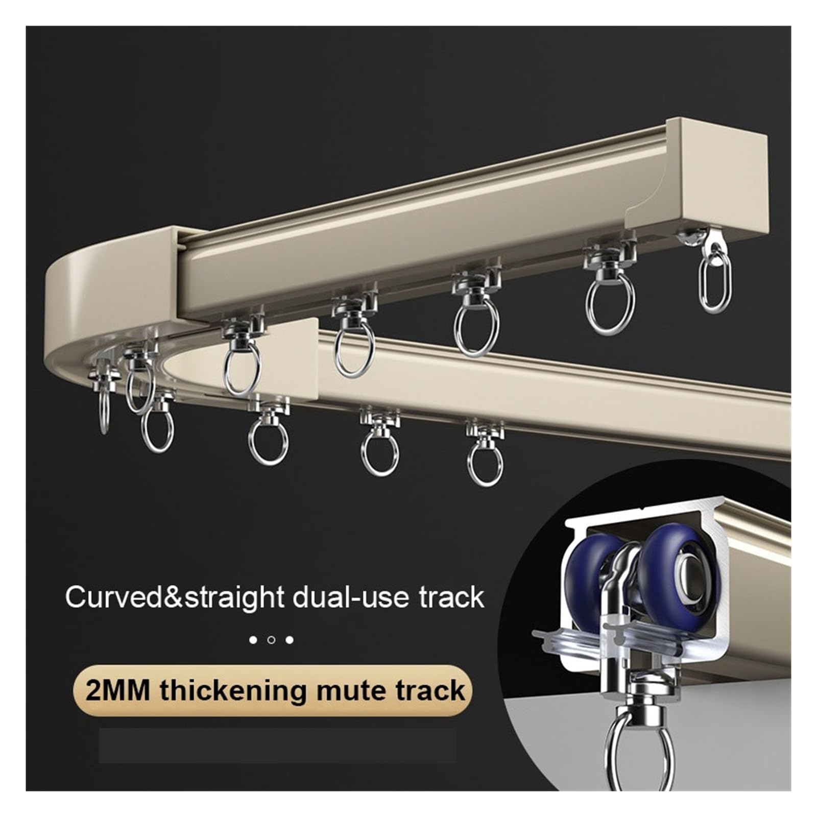 Fermatenda per Tende Binario for Tende Spesso 2,6 mm, Asta Singola e Doppia, Binario Dritto Curvo, puleggia silenziosa montata lateralmente al soffitto(Purple,130CM)