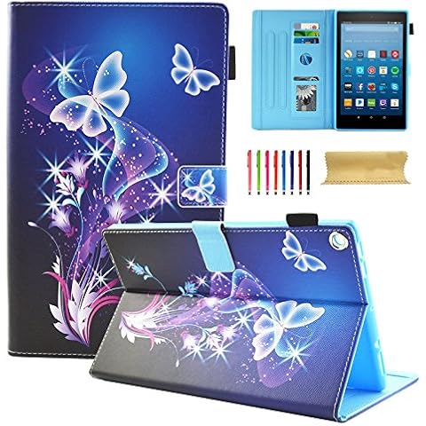All-New Amazon Fire HD 8 (8th/7th/6th Generation, 2018/2017/2016 Release) Case, Coopts SuperSlim Folding Stand Protective Case with Auto Wake Sleep for Kindle Fire 8 inch Tablet, Purple Butterfly Cover