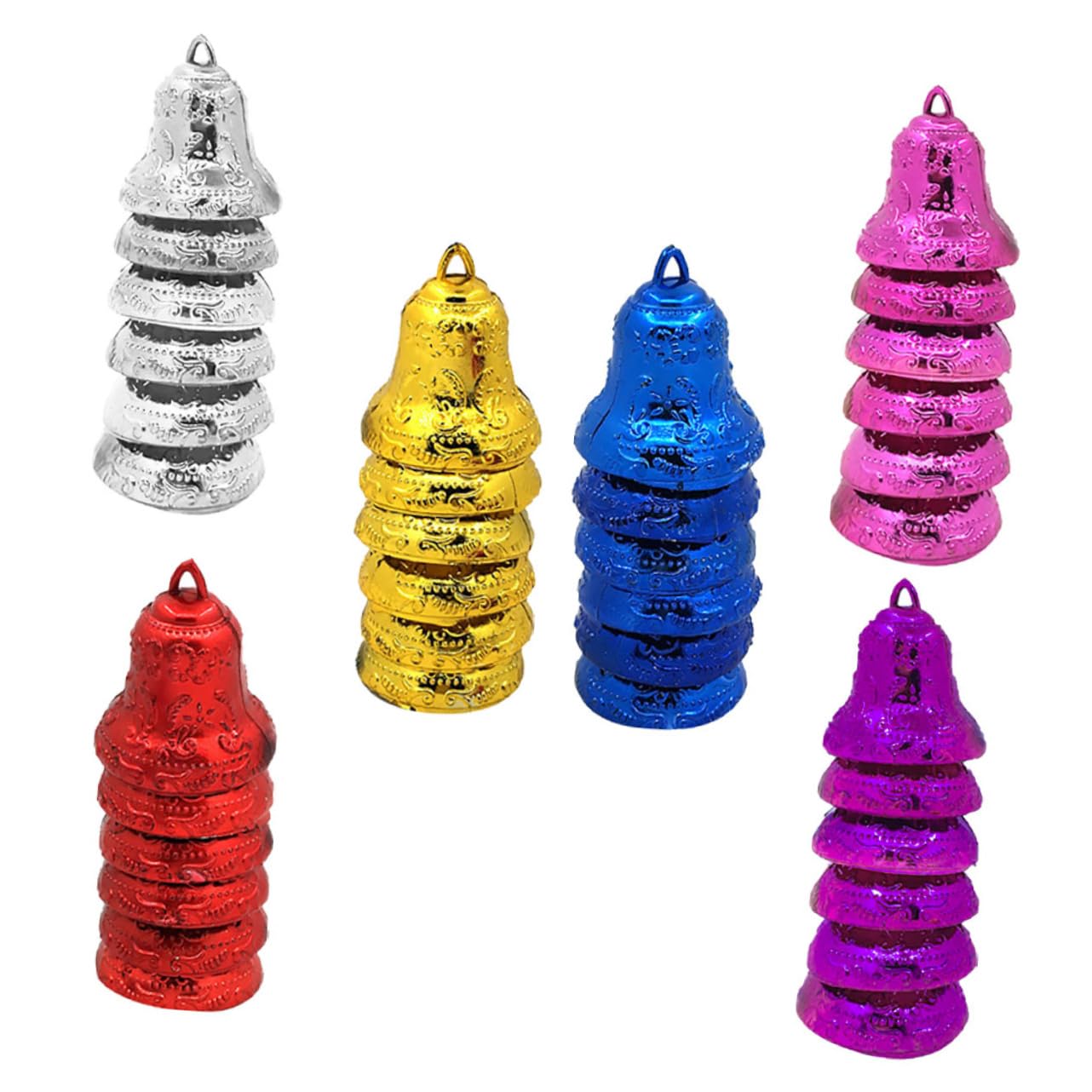 Housoutil 6packs Christmas Bell Pendants Decorative Hanging Ornaments Random Colors for Home Tree and Creative Festive Decor for Indoor Spaces and Celebrations