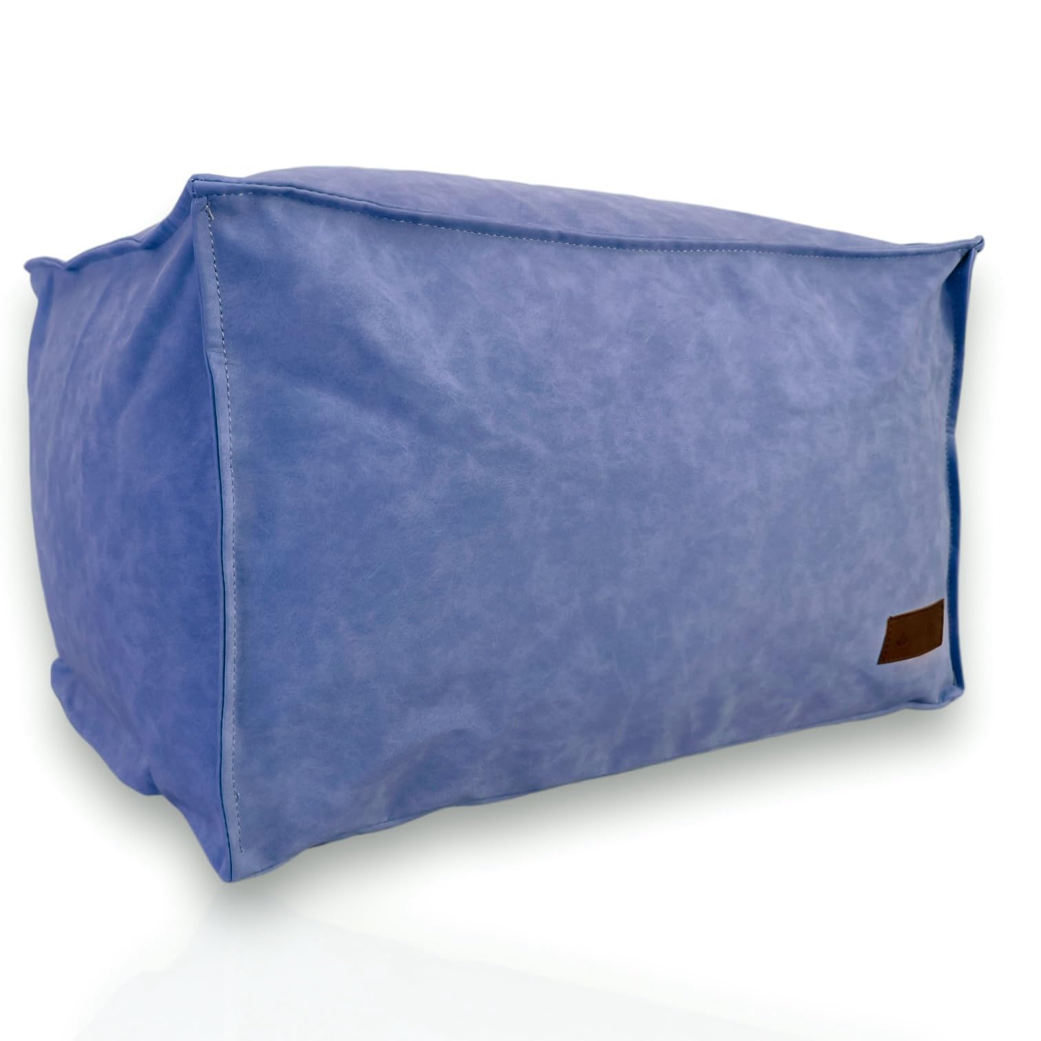 Aiire Reposapies Puff Salon Moderno - [50x40x30 cm] Puf Rectangular en Polipiel o Taburete para Reposa Pies Sofa - Cojin de Suelo XXL para Complemento de Bean Bag Gamer Azul