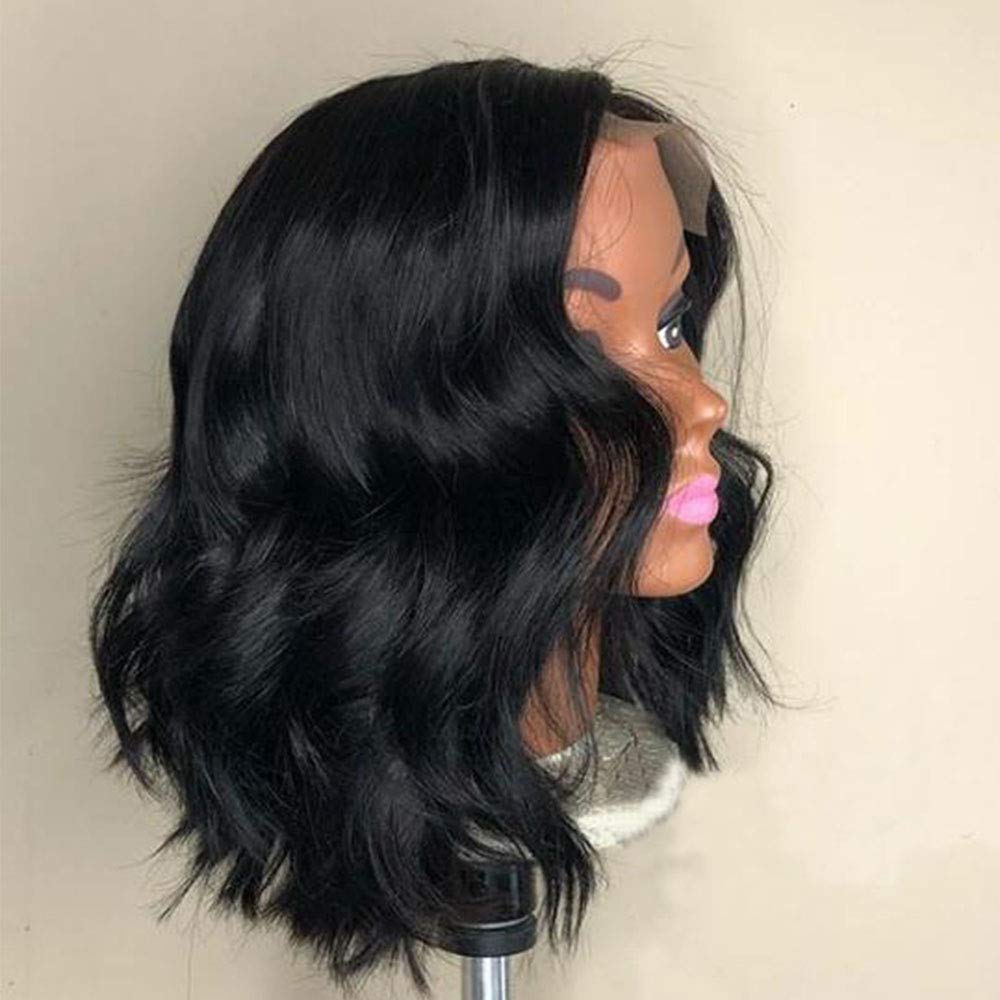Amazon.com : 130 density Natural Color Short Wavy Lace Wigs  display picture 1