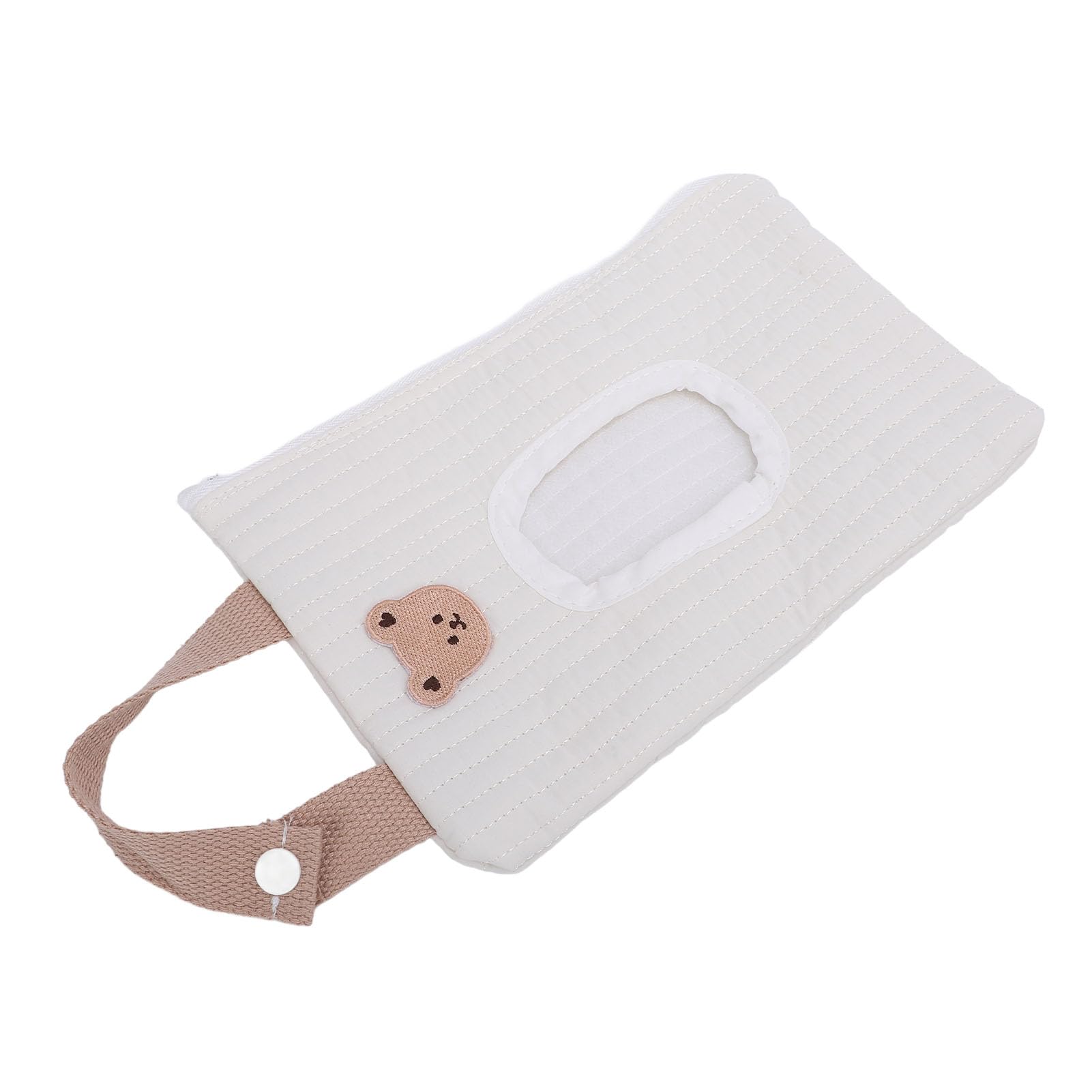 Zunate Travel Baby Wipes Box/Cover with Zipper, Embroidered Cartoon Design, Portable Loop Refillable Wipe Dispenser Bag (White Bear) — view 3