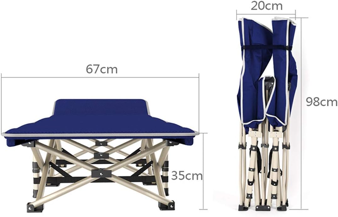 HIOD Folding Bed Lounge Chair Portable Breathable Garden Patio Recliner Beach Sun Lounger Foldable Lunch Bed 190 x 67cm,Blue