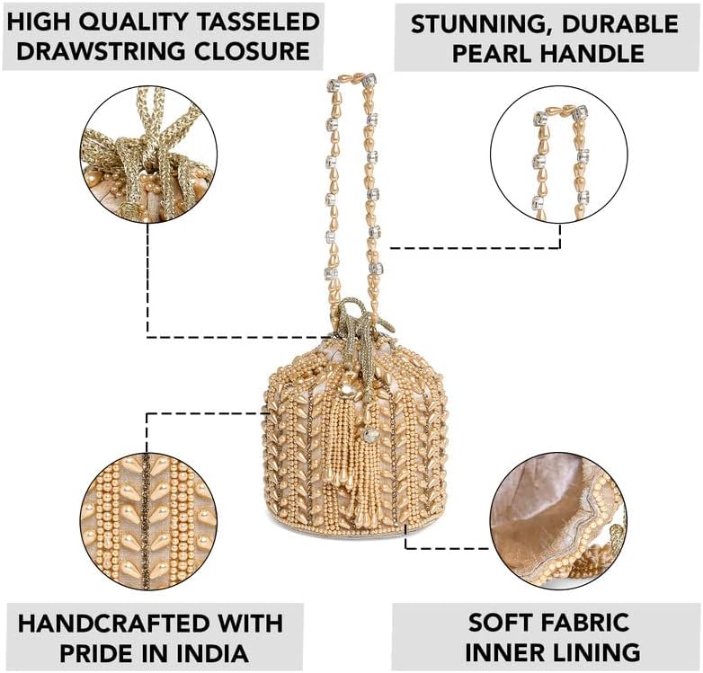 Miniatura 3 de Aheli Potli Bags for Women Evening Bag Clutch Ethnic Bride Purse with Drawstring