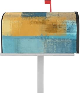 Mailbox Cover Magnetic Orange Oil Painting Abstract Geometric Mailbox Covers Standard Size 21x18in,Mailbox Covers Wrap Post Letter Box Cover for Garden Yard Outdoor Decor Blue Gradient Watercolor Art
