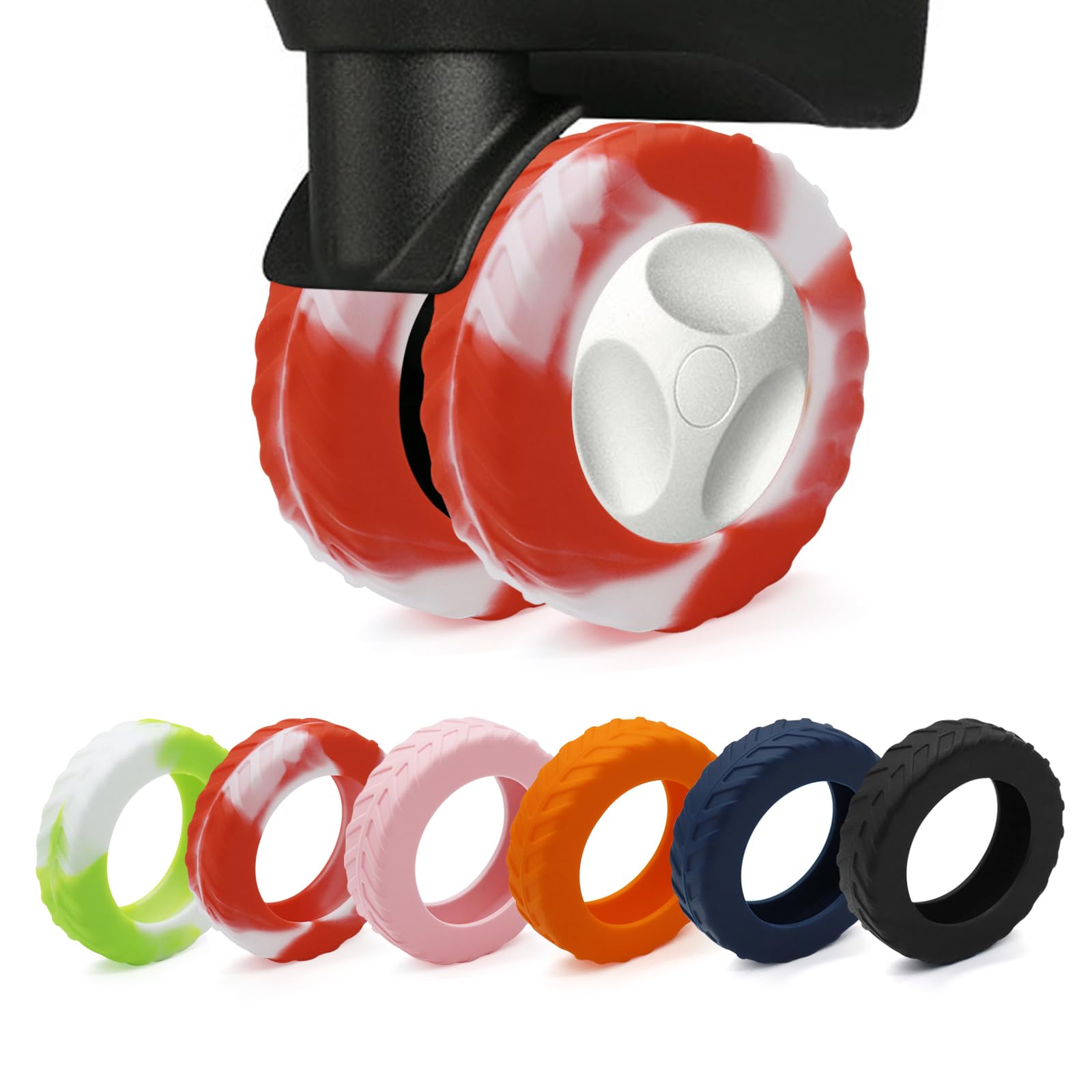 XYOFUN Luggage Compartment Wheel Protection Cover - Upgraded 8-Pack Anti Dust & Scratch Noise Reduction Carry On/Travel Suitcase Wheel Protector - Gradient Red