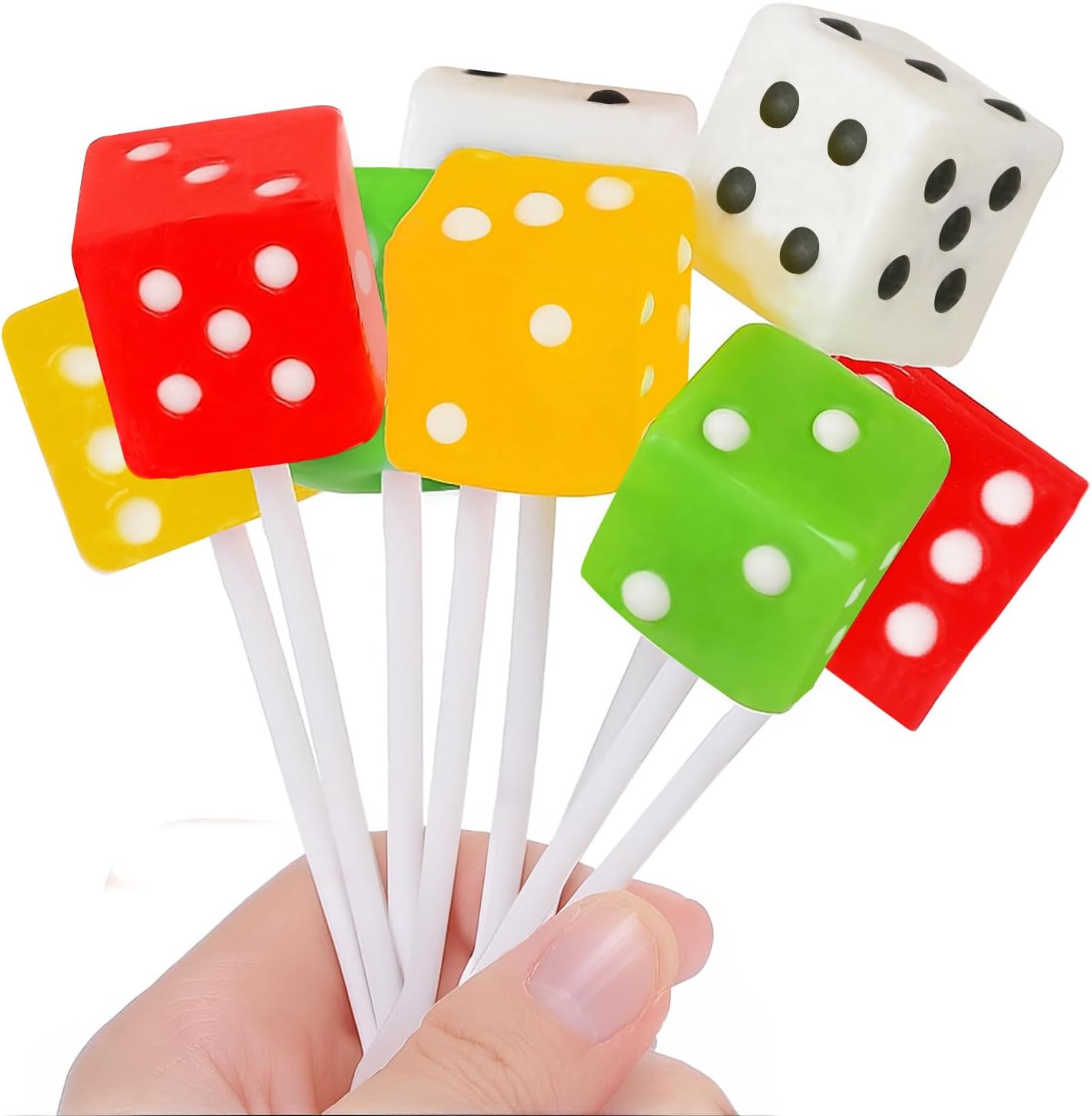 Dice Candy Lollipops, Casino Theme Candy - Edible Dice Suckers - Individually Wrapped Pops 12 Pack, Vegas Style Party Event Favors