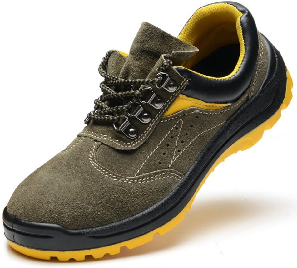 Advogue Men's Suede Leather Steel Toe Cap Safety Shoes Slip PU Outsole Breathable Protective Shoes