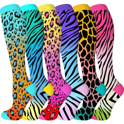 Image of bropite Compression Socks 20-30 mmHg, 6 Pairs Knee-High for Running, Nurse&Travel