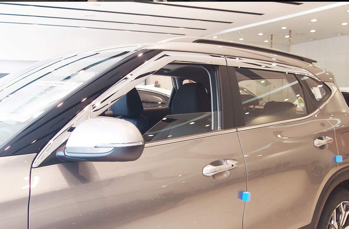 Side Chrome Rain Guards Wind Deflectors 6p Compatible with 2021 2022 2023 2024 Seltos