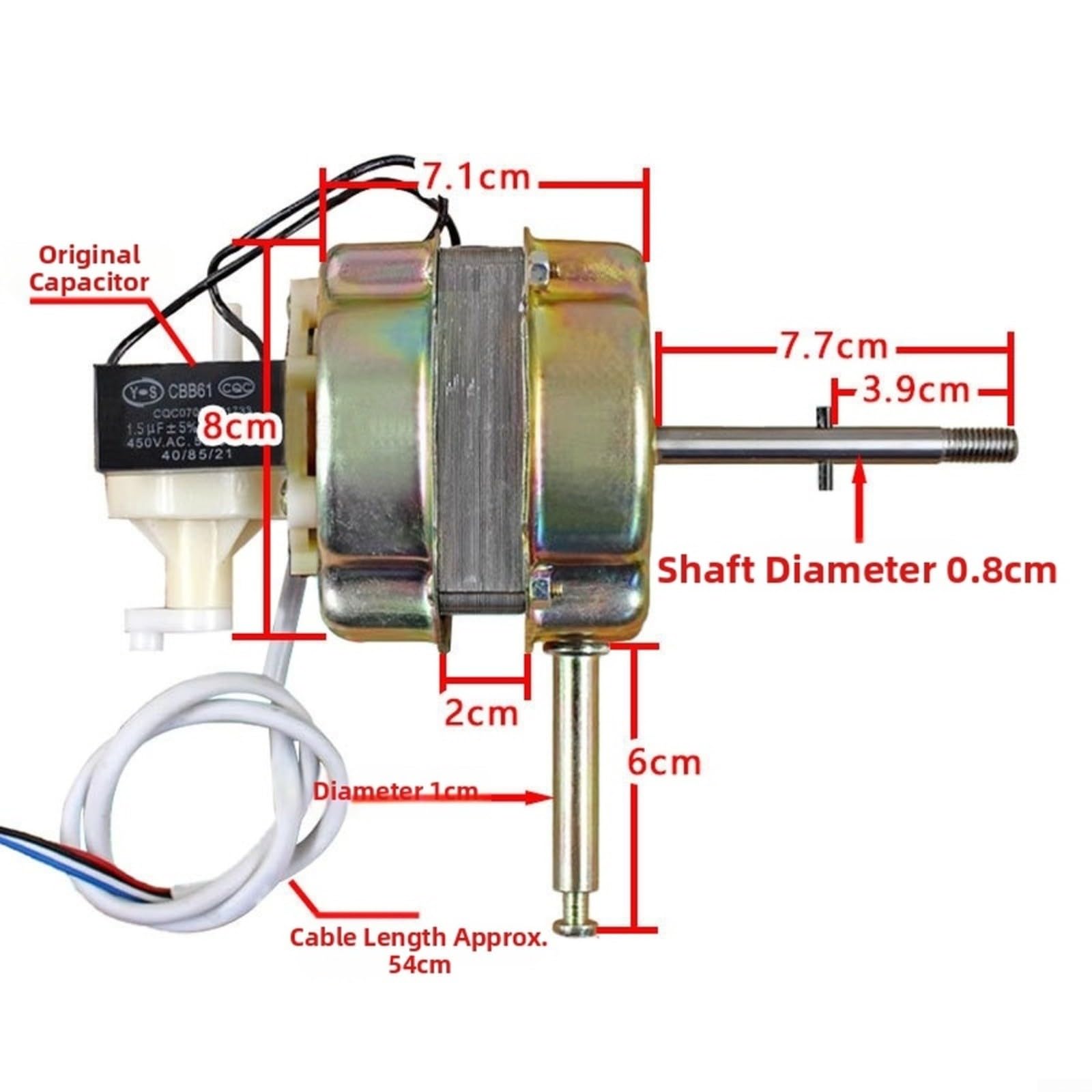 Motor de ventilador eléctrico 60 W 220 V con chapa de acero al silicio de 20 mm, bobina de cobre para ventilador de pie y de mesa de repuesto