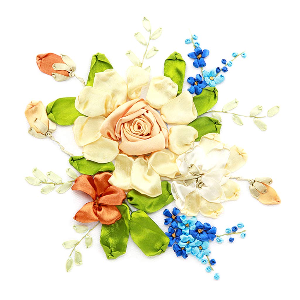 KBOLAE Ribbon Embroidery Kits DIY Flower Painting Kit Stamped Cross Stitch 04, Style 4