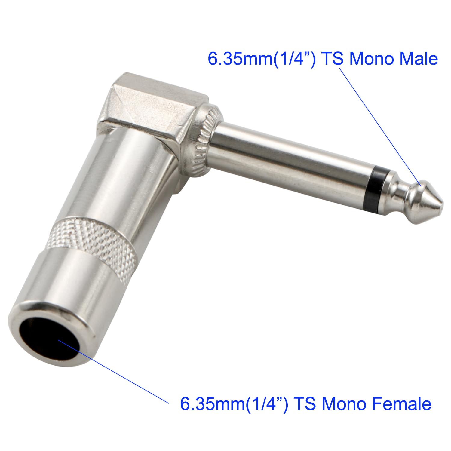 Connettore Audio Angolo Retto Connettore Audio Jack 6,35 Mm Maschio Ad Angolo Retto - Spina Mono Premium Per Cavi, Chitarre, Cuffie Pignone 13 Denti Am6 - Foto 12
