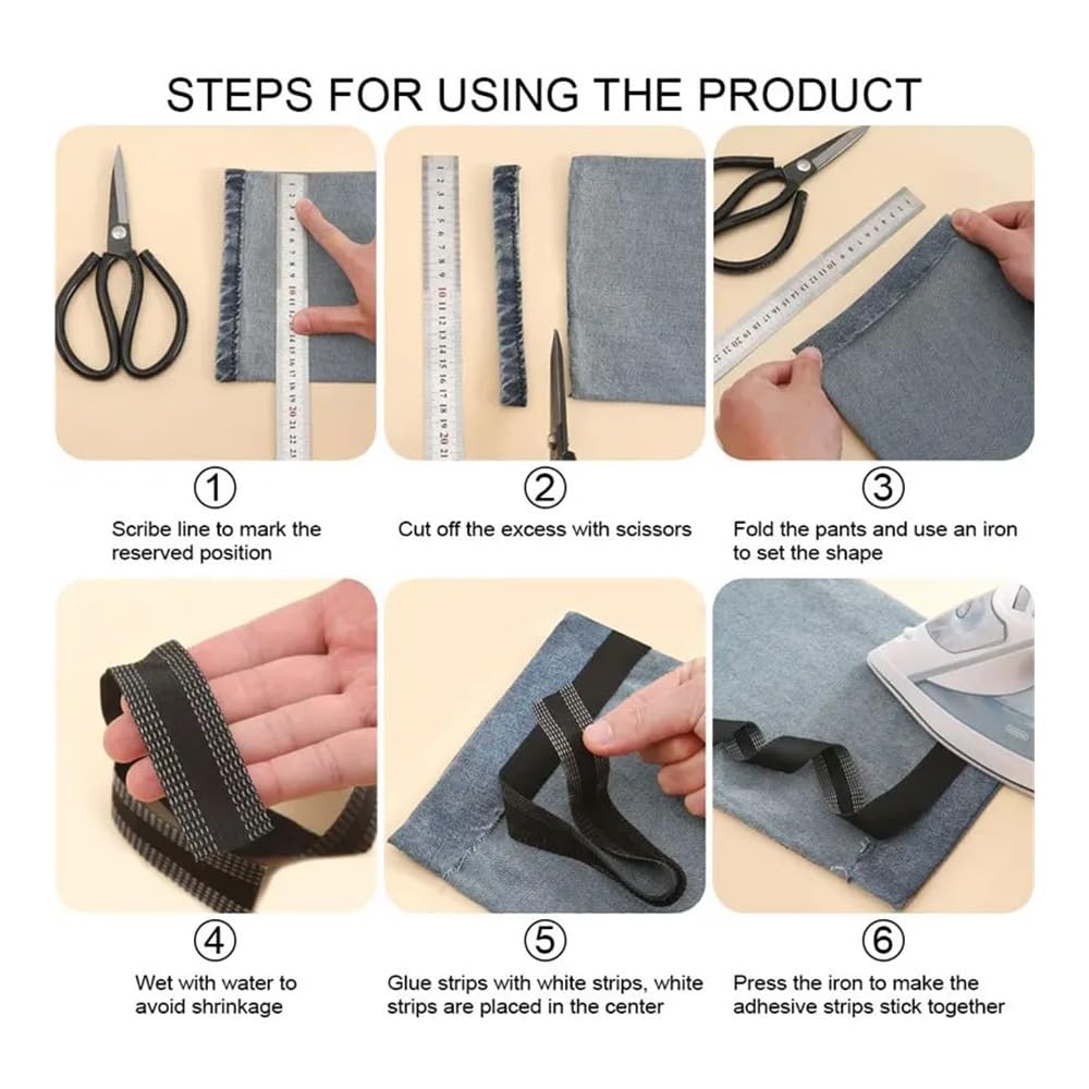 Säumband Bügelband zum Bügeln, 2/3/5M Aufbügelbares Hosenrand-Shorte-Klebeband for Hosenmundpaste Stoffband for Anzughosen, Jeans, Kleidungsstücke, Kleidung, Röcke(White,3Meters)
