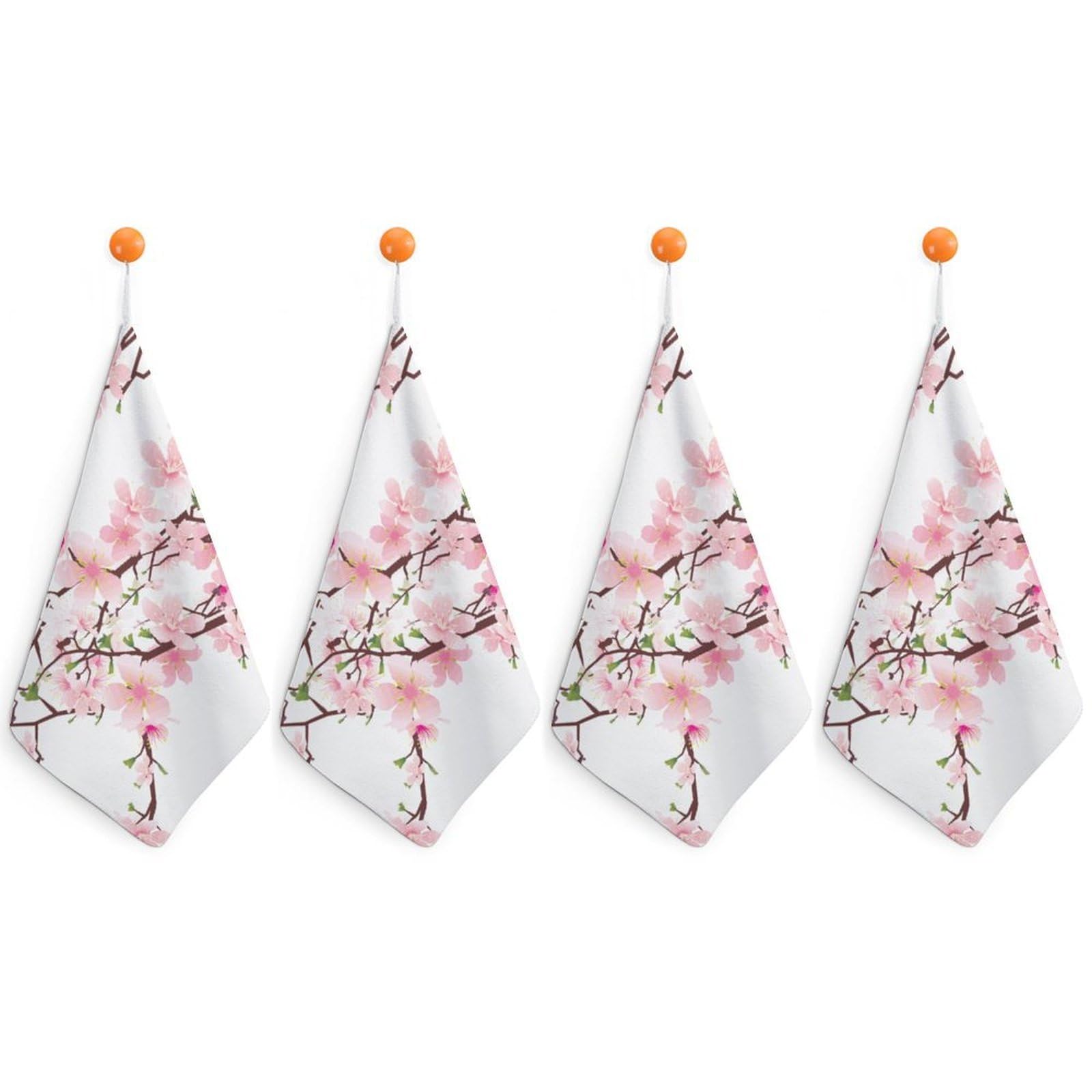 LWORZIIB 4 Piece Hanging Hand Towels, Tempting Cherry Blossoms Small Dry Hand Towel for Kitchen Bathroom