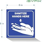 ISYFIX Sanitize Stickers Mains ici Signes - paquet de 4 6x6 1 cm - Vinyle autocollant haut de gamme, étiquettes, stratifié pour Ultimate UV, Météo, rayure, eau et résistance au faux, intérieur & En plein air"