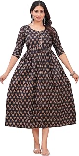 Women's Pure Cotton Maternity Kurti with All Over Prints | Feeding Friendly Flared Dress for Women | Soft Ethnic Wear with... Price In India