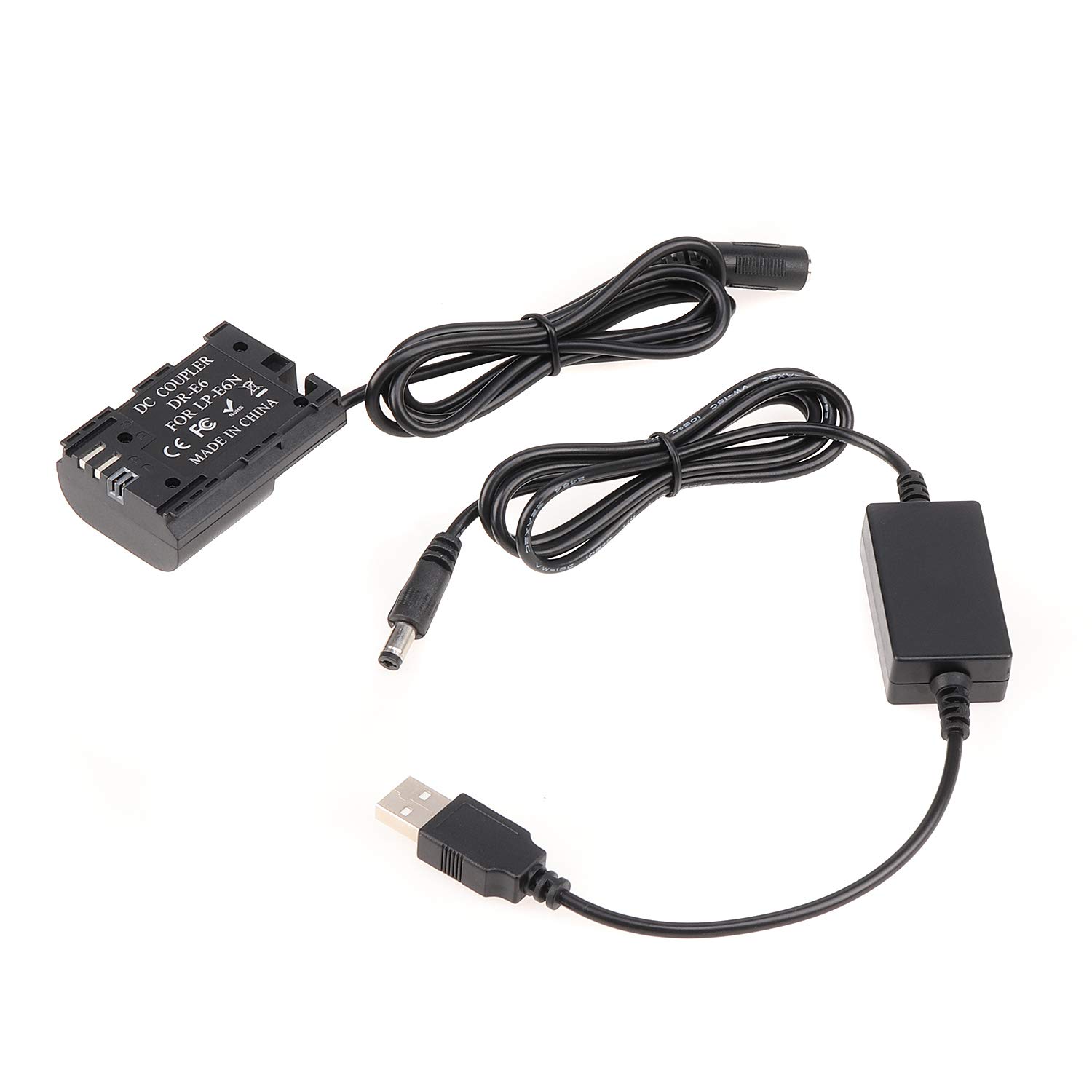 Acoplador DC DR-E6 Totalmente Decodificado Para Canon – Cable Resorte LP-E6 (Para R5, 5DIV, 90D, Etc.)