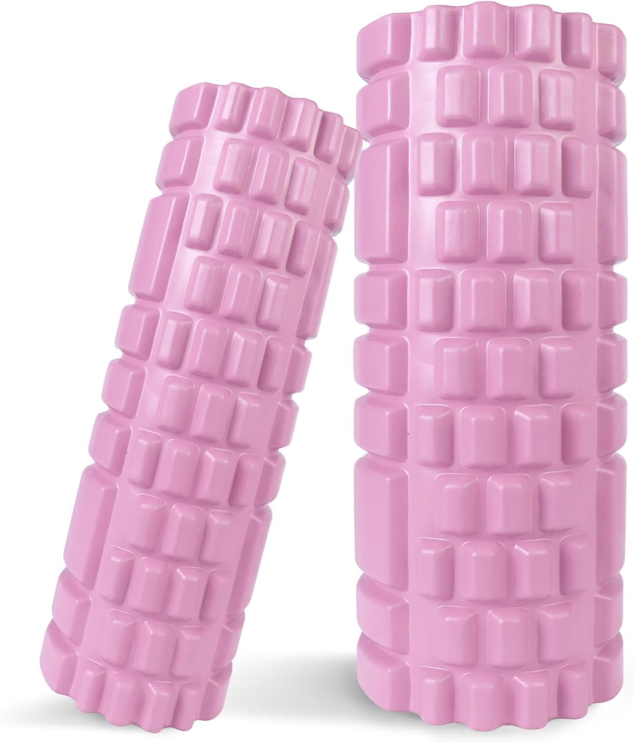 Foam Roller Set for Deep Tissue Muscle Massage, 2 High-Density Patented Foam Roller (12" and 13"), Trigger Point Fitness Exercise Muscle and Back Roller for Fitness and Yoga (Pink)