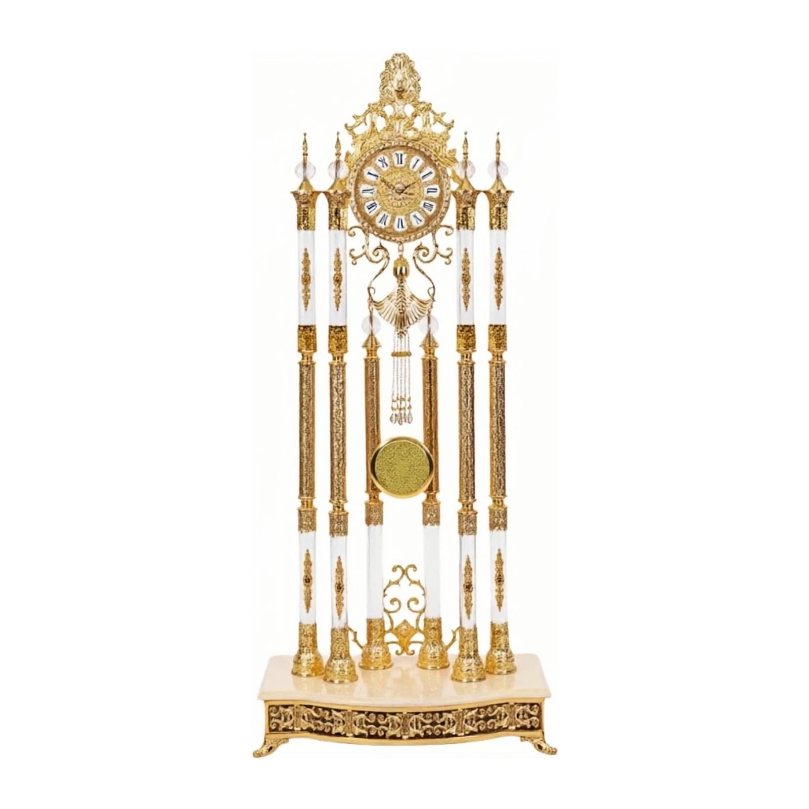WANGHAI-666 Grandfather Clocks Metal Floor Clock European Style Ornate Freestanding Crystal for Home