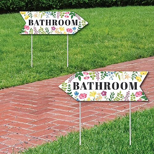 Big Dot of Happiness Wildflowers Wedding Bathroom Signs - Boho