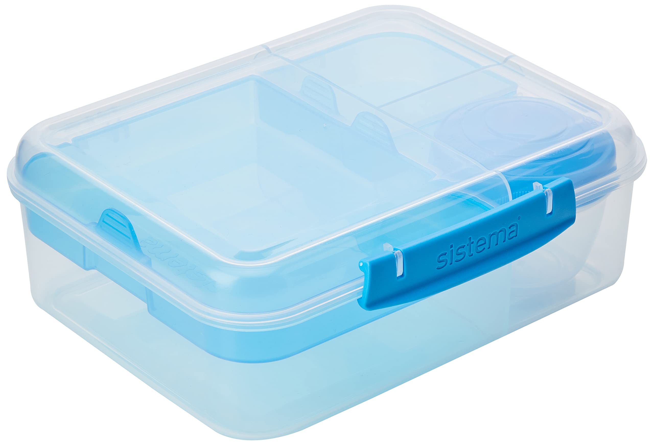 Sistema Blue Bento Box To Go | 1.65 L | Lunch Box With Yoghurt Pot | Bpa-Free | Clips