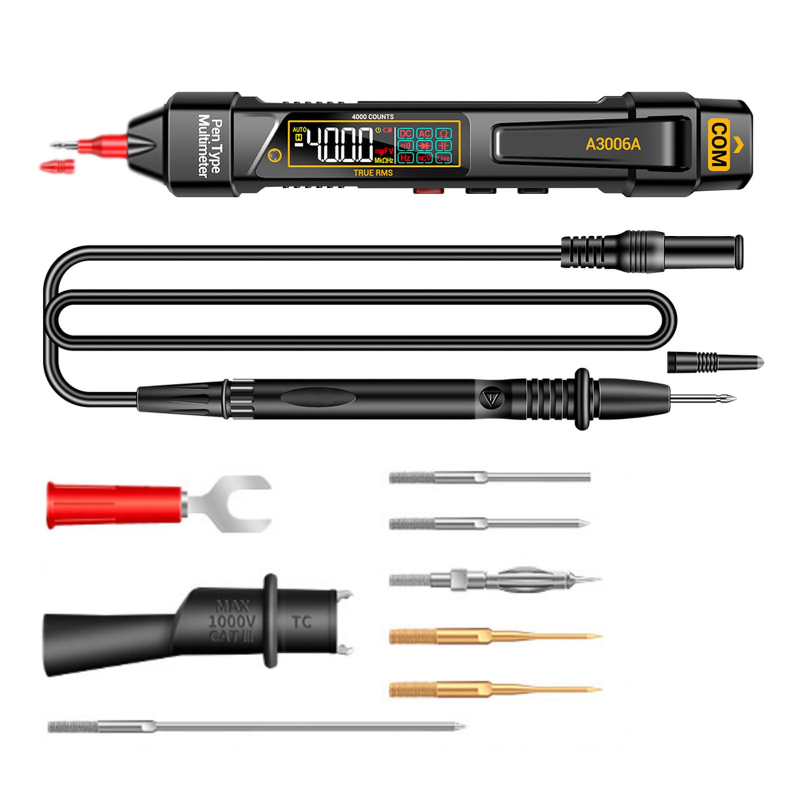 Pen Type Digital Multimeter Voltages Tester Meter 600V Voltmeter with LCD Backlits Display Measure Voltages Resistance Tester Pen