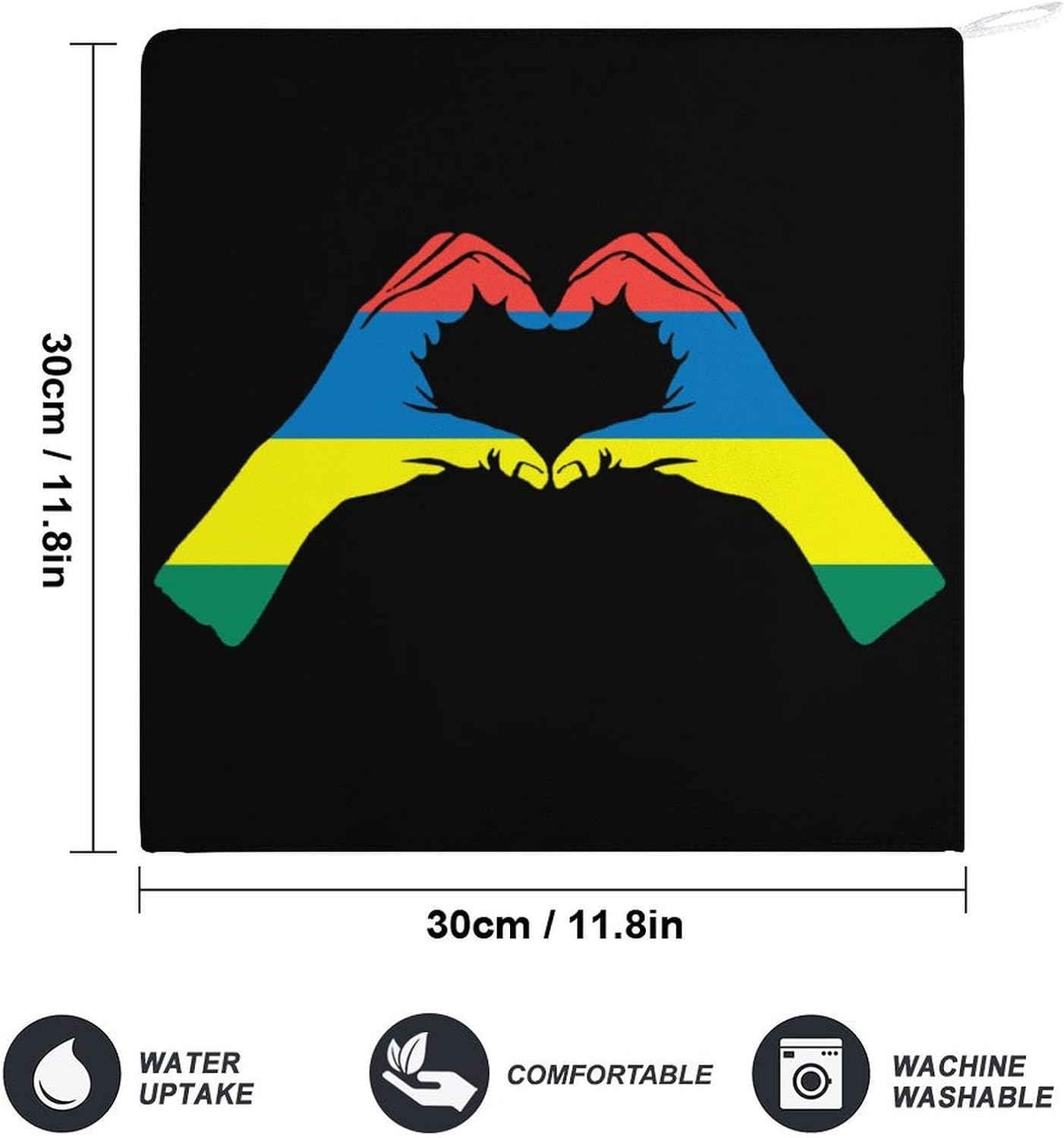 Mauritius Flag Mauritian Heart Hand Towels for Bathroom Handkerchief | Absorbent,with Hanging Loop,Kitchen Towels,for Home Hotel,Soft
