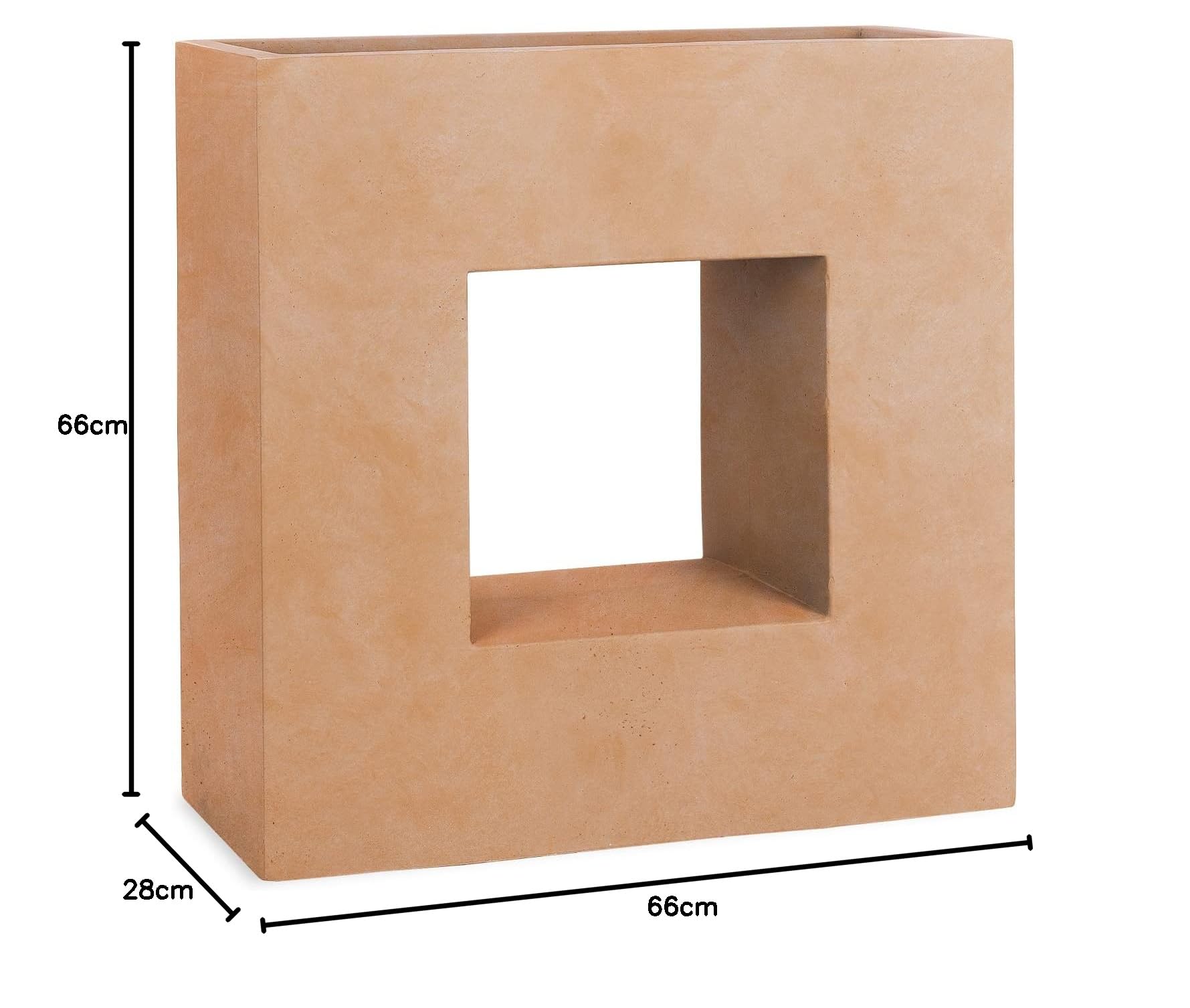 Pflanzwerk® Jardinera Fibra de Vidrio Vista Terracota 66x66x28cm *Maceta a Prueba de heladas* *Protección UV* *Calidad Europeo*