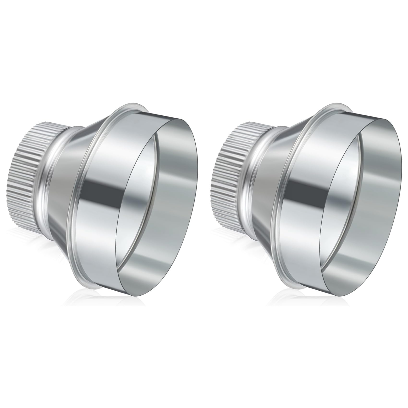 Jnchdghwa Silver 2Pcs 6 Inch To 4 Inch Duct Reducer Increaser Galvanized Steel Air Duct Adapter Round Crimped Pipe Connector Fitting